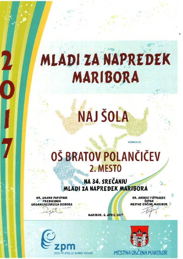 2. mesto Mladi za napredek Maribora 2017