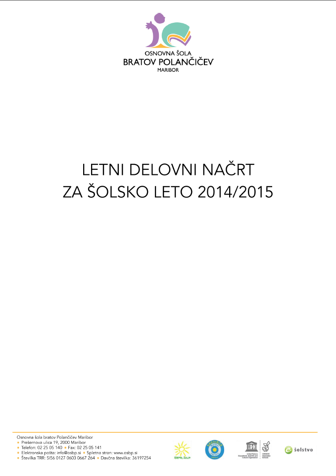 Letni delovni načrt 2014/2015