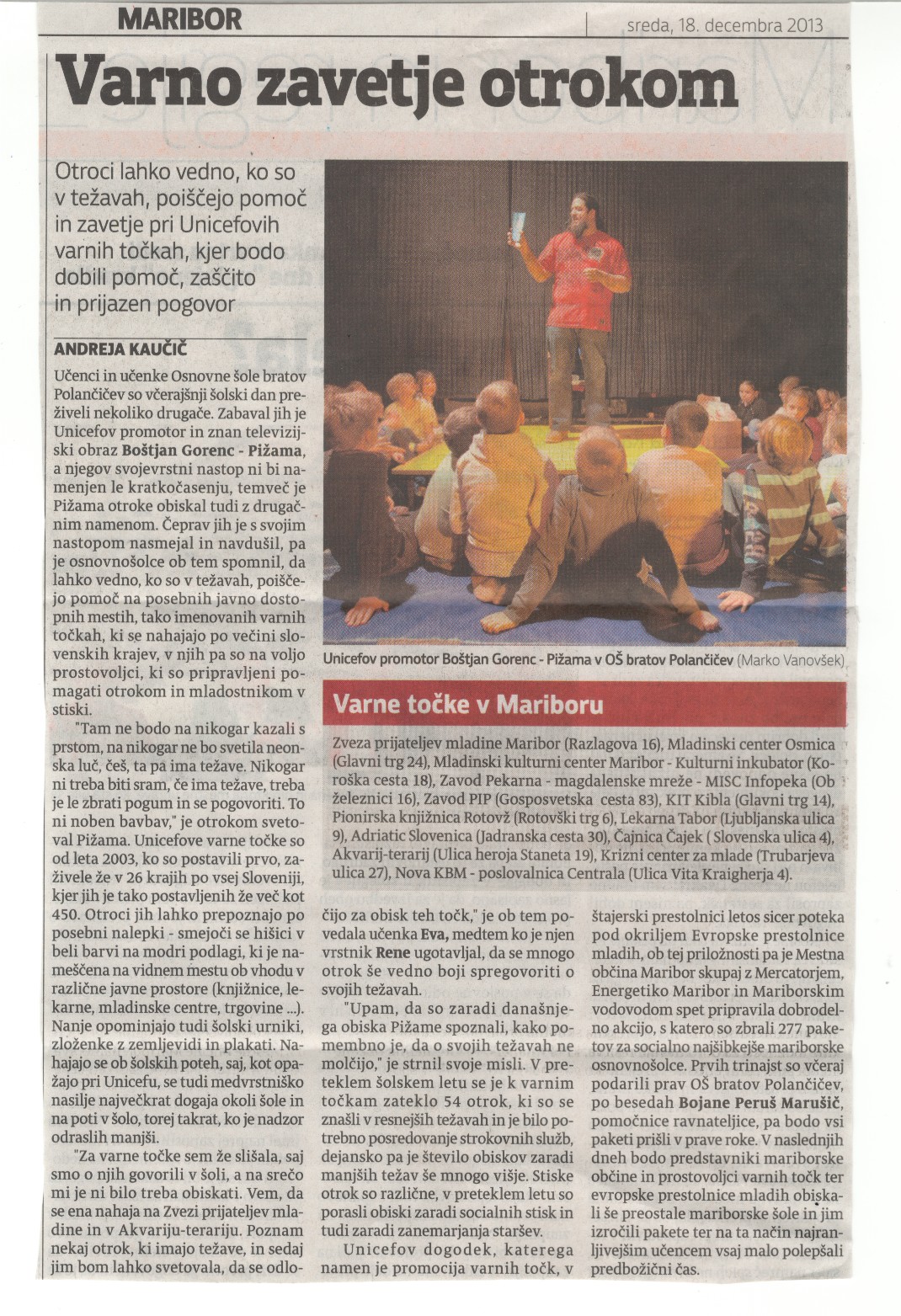 Vecer 2013-12-18- Varno zavetje otrokom