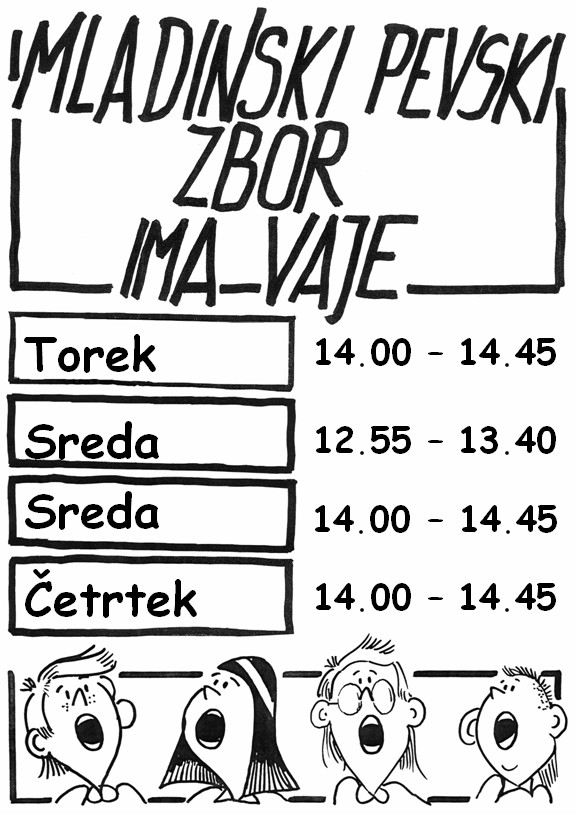 Vaje mladinskega pevskega zbora v šolskem letu 2013/2014