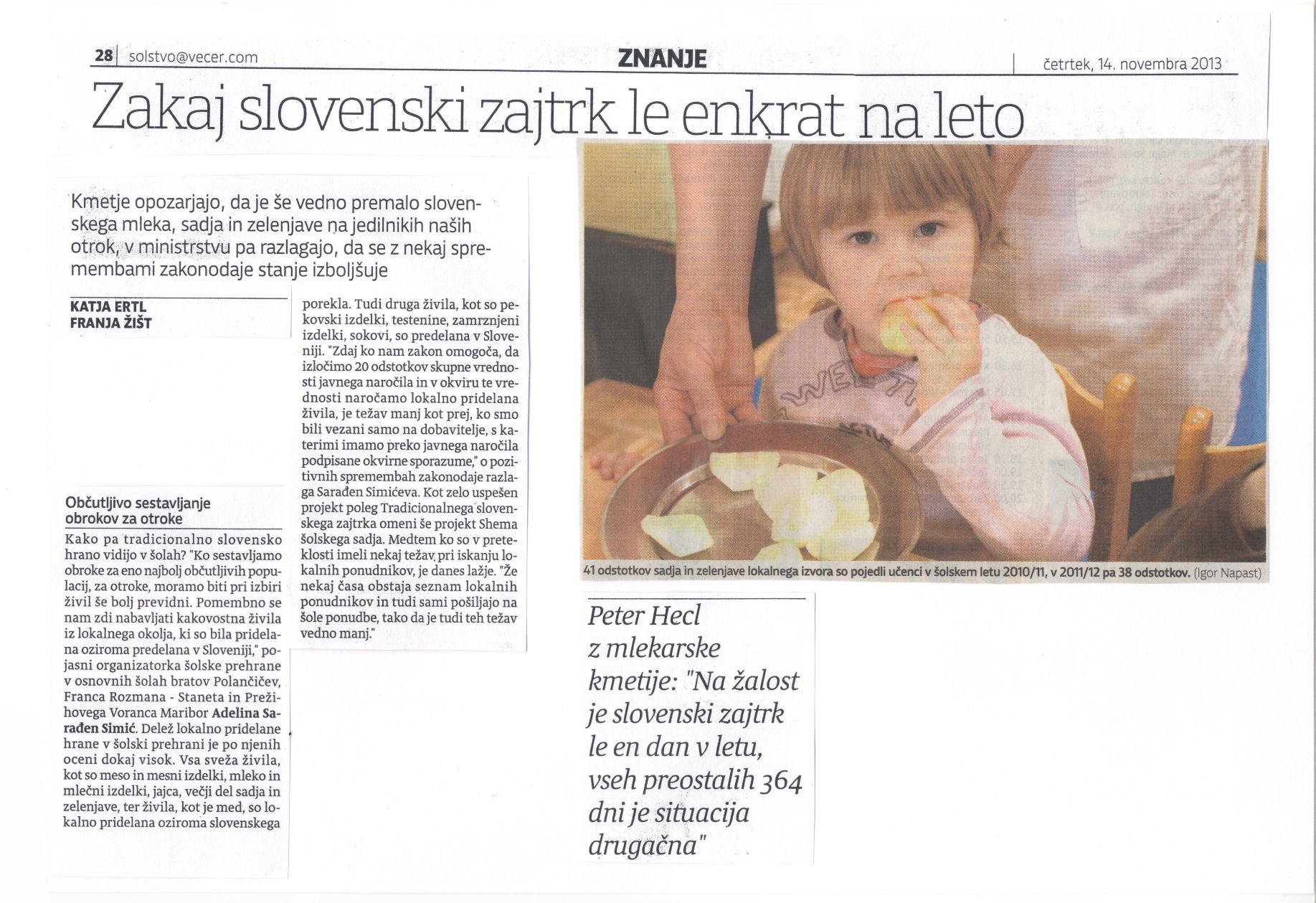 Zakaj slovenski zajtrk le enkrat na leto