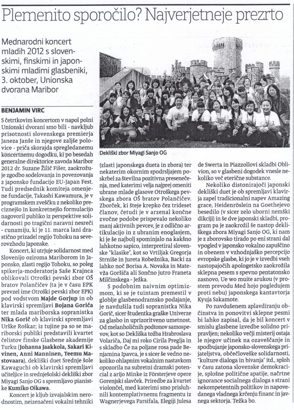 vecer 2012-10-08 Plemenito sporocilo
